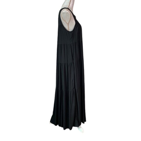 MAX STUDIO Tiered Sleeveless Maxi Dress in Black SIZE LARGE, NWT - Picture 4 of 12